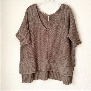 FREE PEOPLE Short Sleeve Boho Brown Sweater (XS)